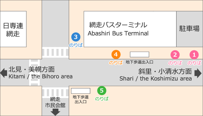 バスのりば 路線バス 網走バス株式会社